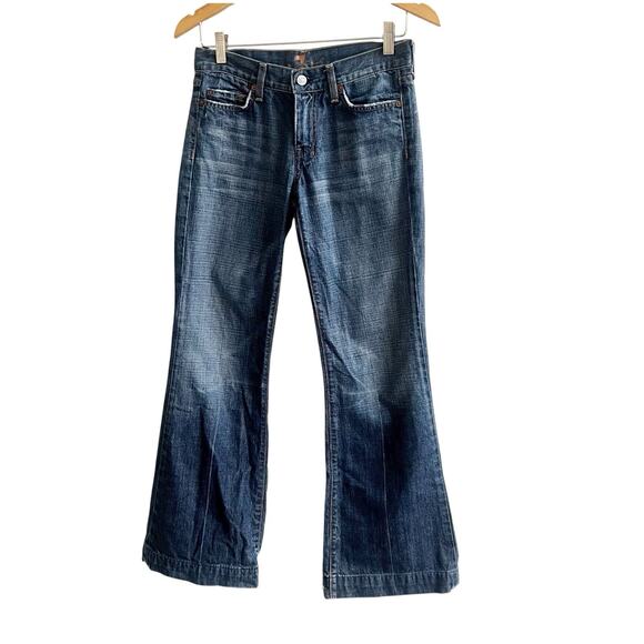 7 For All Mankind Dojo Jeans Size 27 Lowrise Flare Leg Medium Wash Y2K 31” - Picture 1 of 9
